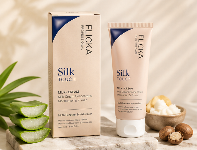 FLiCKA Silk Touch Milk Cream Moisturizer & Primer – 2-in-1 Hydrating Base | Aloe Vera & Shea Butter