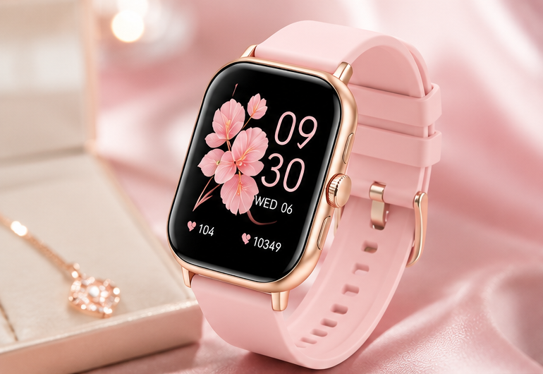 A58 Plus 6 in 1 - Smartwatch For Women | Best Smart Watch For Girls | Perfect Gift - Pink