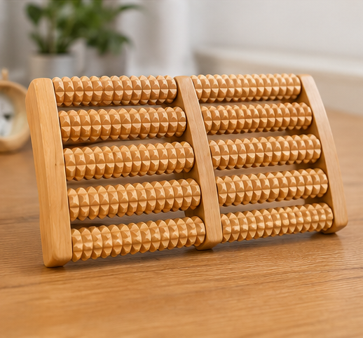 Traditional Wooden Roller Foot Massager Durable Natural Wood Design For Relaxation Stress Relief And Improved Blood Circulation