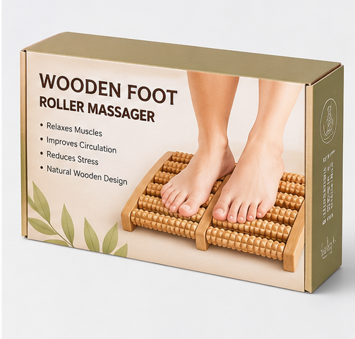 Traditional Wooden Roller Foot Massager Durable Natural Wood Design For Relaxation Stress Relief And Improved Blood Circulation