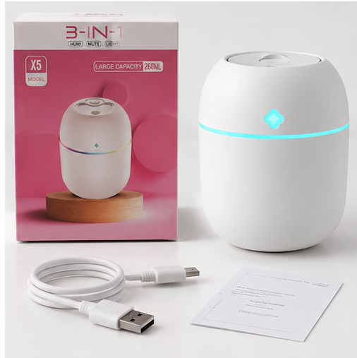 3-in-1 Air Humidifier | Mute, Colorful LED Light & Aromatherapy | For Home, Office & Car