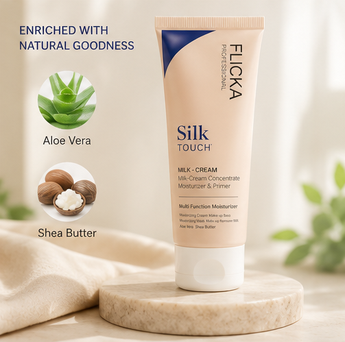 FLiCKA Silk Touch Milk Cream Moisturizer & Primer – 2-in-1 Hydrating Base | Aloe Vera & Shea Butter