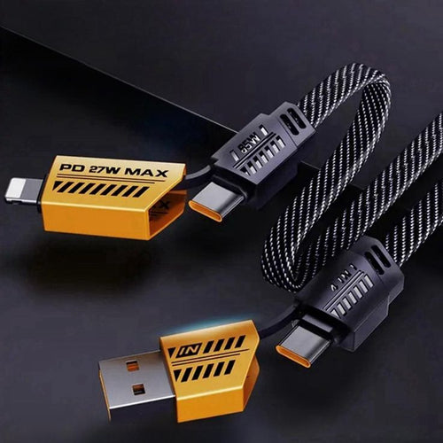4-in-1 USB-C Fast Charging Cable 1M | PD 65W/27W Steel Braided Multi Charging Cord | Type-C to iPhone, Type-C to Type-C, USB to C & iPhone