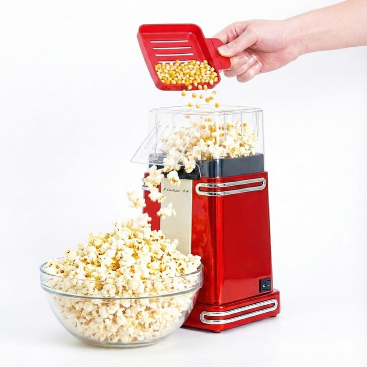 Oil Free Mini Popcorn Maker | Popcorn Popper for Home and Kids with Measuring Cup